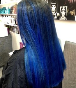 blue hair colour, cheynes hair salons, edinburgh
